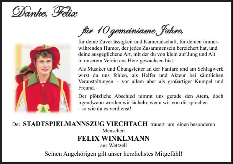 Traueranzeige Wittmann Felix