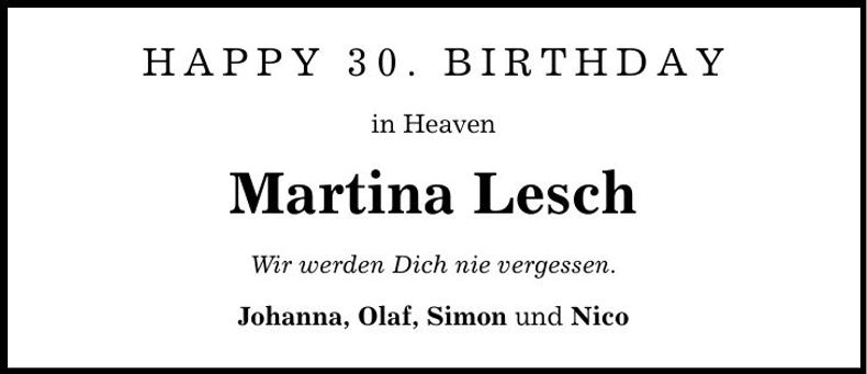 Traueranzeige Martina Lesch