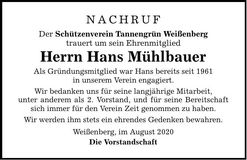Traueranzeige Hans Mühlbauer