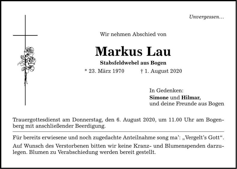 Traueranzeige Markus Lau