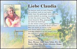 Traueranzeige Claudia Voigt