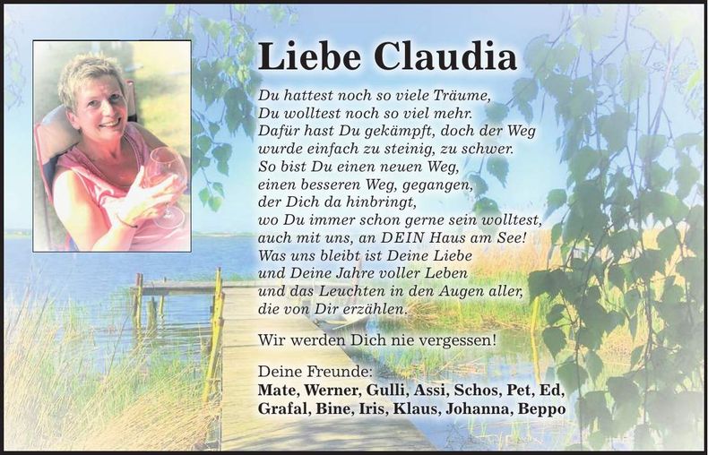 Traueranzeige Claudia Voigt