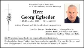 Traueranzeige Georg Eglseder