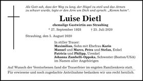 Traueranzeige Luise Dietl