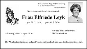 Traueranzeige Elfriede Leyk