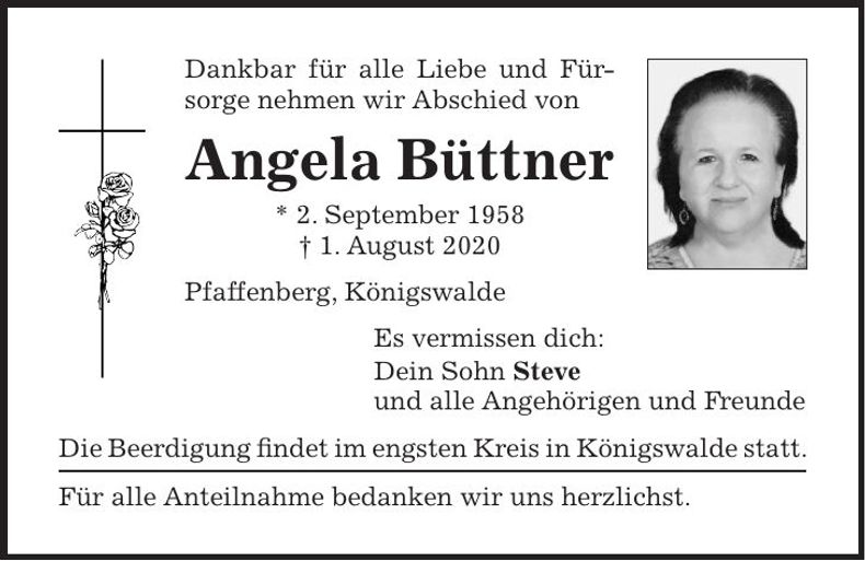 Traueranzeige Angela Büttner