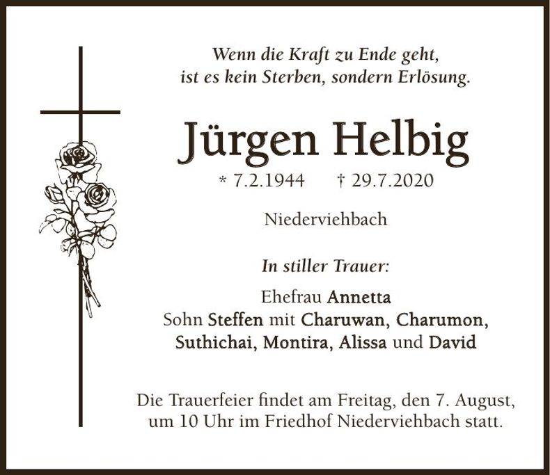 Traueranzeige Jürgen Helbig