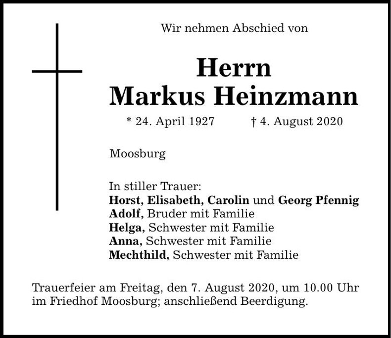 Traueranzeige Markus Heinzmann