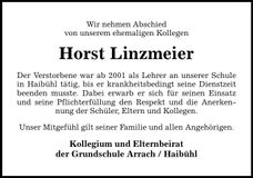 Traueranzeige Horst Linzmeier