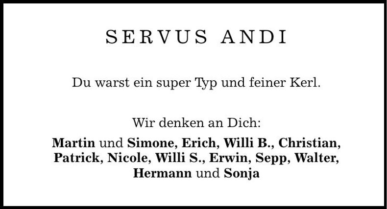 Traueranzeige Andreas Gürster
