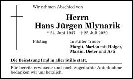 Traueranzeige Hans Jürgen Mylnarik