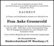 Traueranzeige Anke Groeneveld