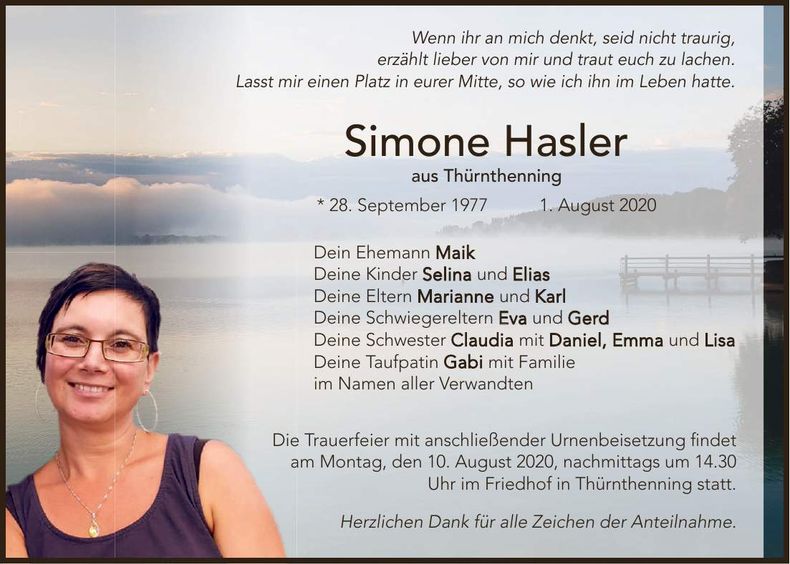 Traueranzeige Simone Hasler