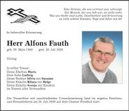 Traueranzeige Alfons Fauth