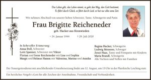 Traueranzeige Brigitte Reicheneder