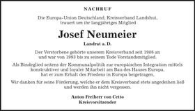 Traueranzeige Josef Neumeier
