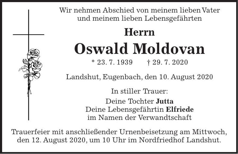 Traueranzeige Oswald Moldovan
