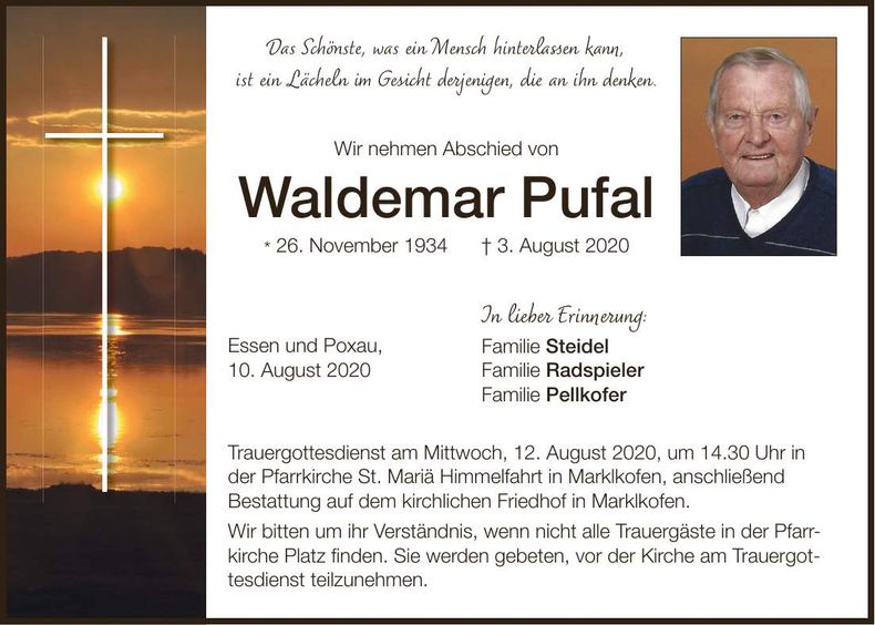 Traueranzeige Waldemar Pufal