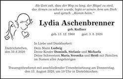 Traueranzeige Lydia Aschenbrenner