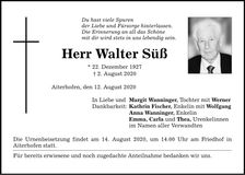 Traueranzeige Walter Süß