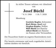 Traueranzeige Josef Büchl