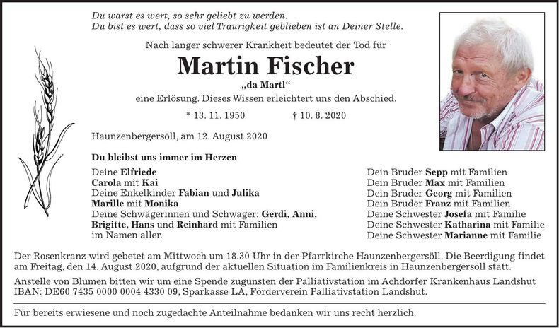 Traueranzeige Martin Fischer
