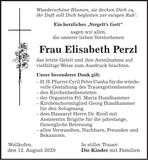 Traueranzeige Elisabeth Perzl