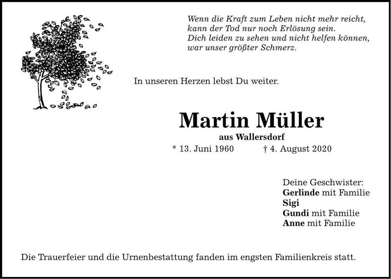 Traueranzeige Martin Müller