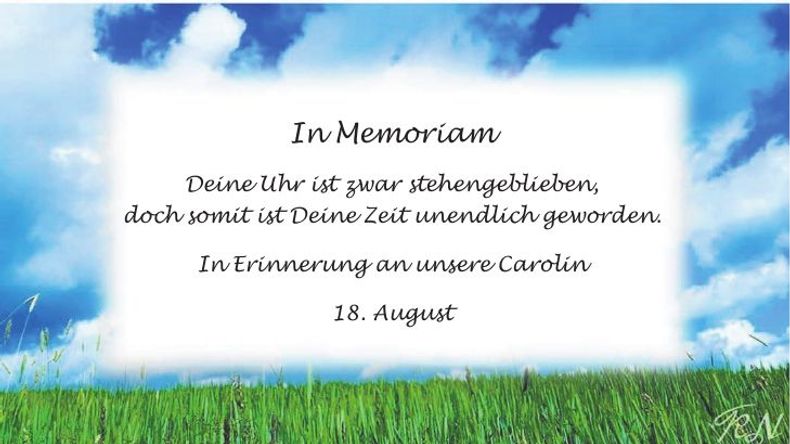 Traueranzeige Carolin Nachreiner
