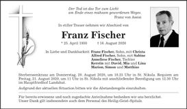 Traueranzeige Franz Fischer