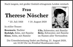 Traueranzeige Therese Nöscher