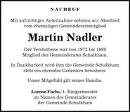 Traueranzeige Martin Nadler