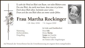 Traueranzeige Martha Rockinger