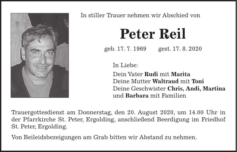 Traueranzeige Peter Reil