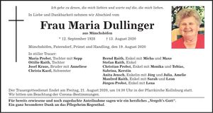 Traueranzeige Anna Dullinger