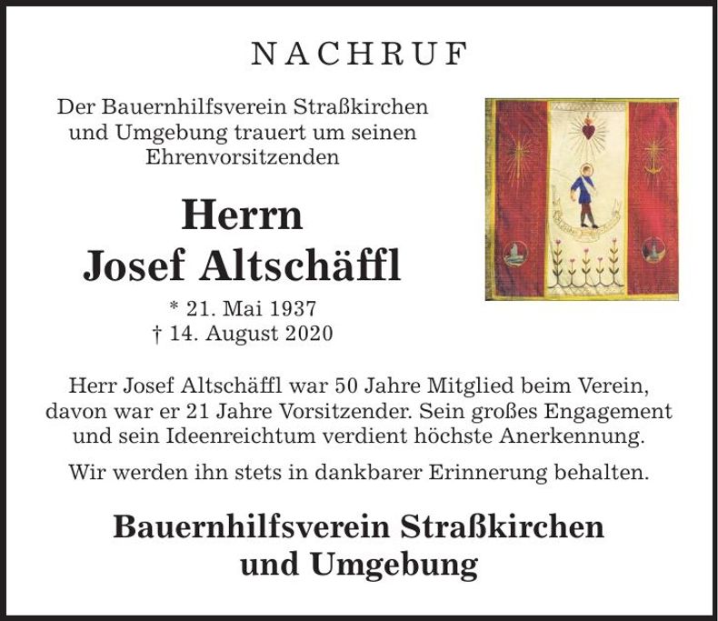 Traueranzeige Josef Altschäffl