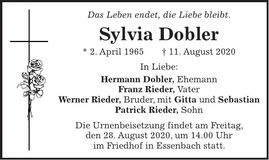 Traueranzeige Sylvia Dobler