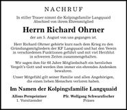 Traueranzeige Richard Ohrner