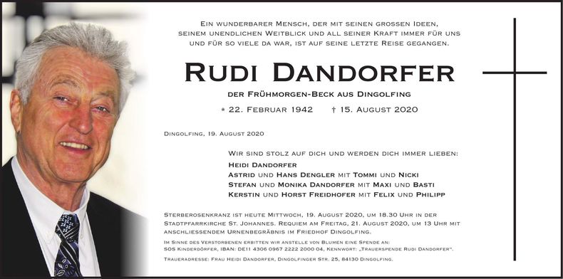 Traueranzeige Rudi Dandorfer