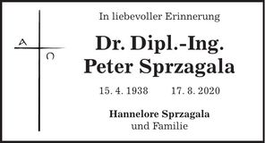 Traueranzeige Peter Sprzagala