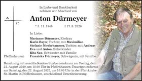 Traueranzeige Anton Dürmeyer