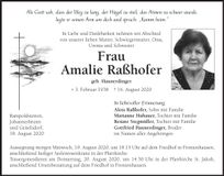 Traueranzeige Amalie Raßhofer