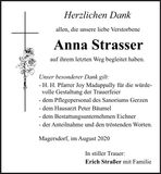 Traueranzeige Anna Strasser