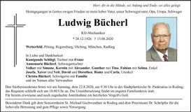 Traueranzeige Ludwig Bücherl