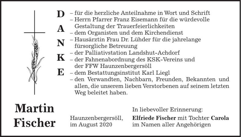 Traueranzeige Martin Fischer