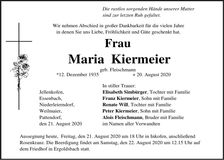 Traueranzeige Maria Kiermeier