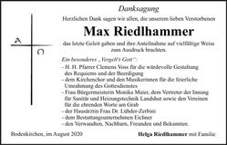 Traueranzeige Max Riedlhammer