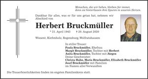 Traueranzeige Herbert Bruckmüller