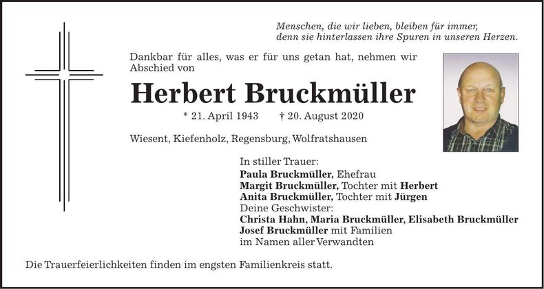 Traueranzeige Herbert Bruckmüller