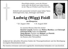 Traueranzeige Ludwig Foidl